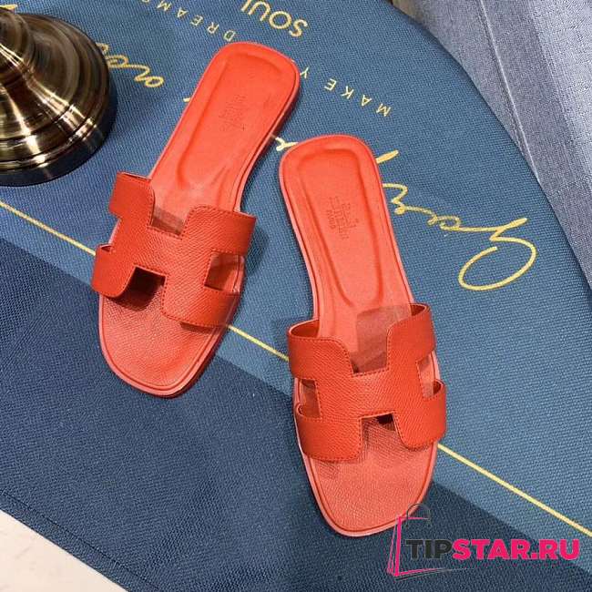 Hermes Oran sandal red leather - 1