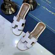 Hermes Oran sandal white/brown leather - 1