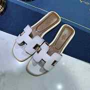 Hermes Oran sandal white/brown leather - 4