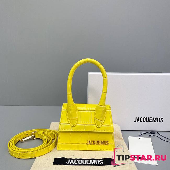 Jacquemus | Le chiquito mini crocodile-effect bag in yellow 12cm - 1