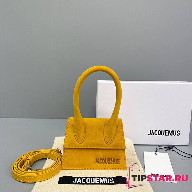 Jacquemus | Le chiquito mini velvet leather bag in yellow 12cm - 1