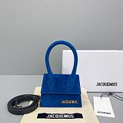 Jacquemus | Le chiquito mini velvet leather bag in blue 12cm - 1