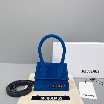 Jacquemus | Le chiquito mini velvet leather bag in blue 12cm