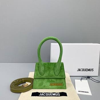 Jacquemus | Le chiquito mini velvet leather bag in green 12cm