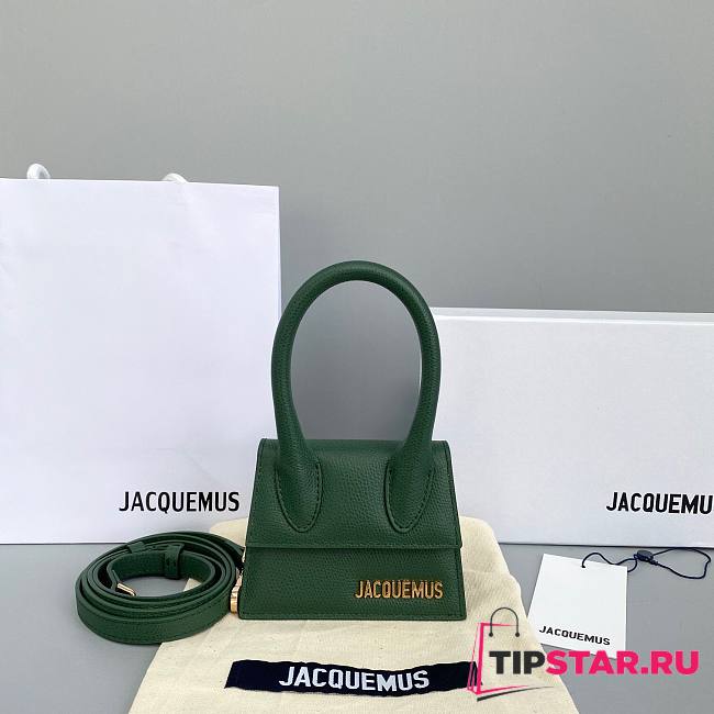 Jacquemus | Le chiquito mini grained leather bag in green 12cm - 1