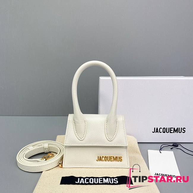 Jacquemus | Le chiquito mini grained leather bag in white 12cm - 1
