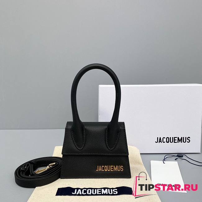Jacquemus | Le chiquito mini grained leather bag in black 12cm - 1