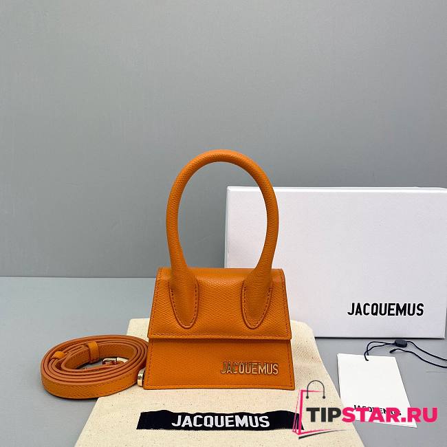 Jacquemus | Le chiquito mini grained leather bag in orange 12cm - 1