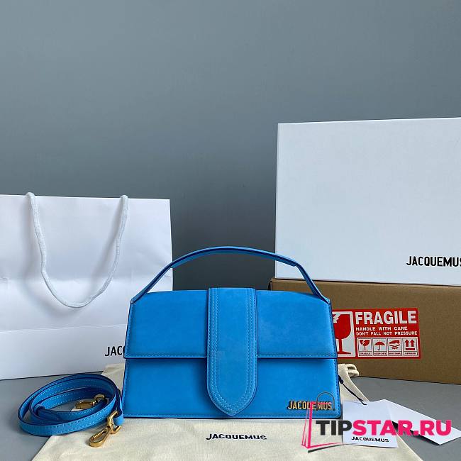 Jacquemus | Le grand bambino crossbody strap handbag in blue 24cm - 1