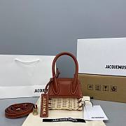 Jacquemus | Le Chiquito mini leather and wicker bag in dark red 12cm - 1