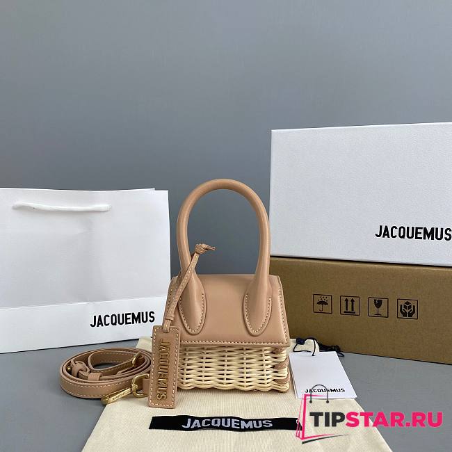 Jacquemus | Le Chiquito mini leather and wicker bag in beige 12cm - 1