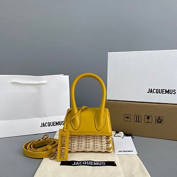 Jacquemus | Le Chiquito mini leather and wicker bag in yellow 12cm