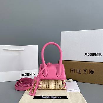 Jacquemus | Le Chiquito mini leather and wicker bag in pink 12cm