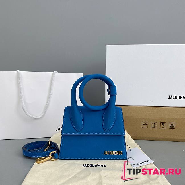 Jacquemus | Le Chiquito noeud small bag flexible handle in blue 18cm - 1