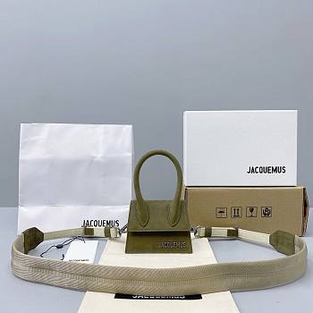 Jacquemus | Le chiquito mini velvet leather bag in moss green 12cm