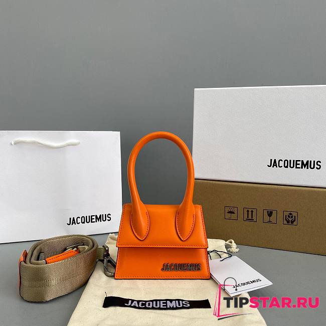 Jacquemus | Le chiquito mini leather bag in orange 12cm - 1