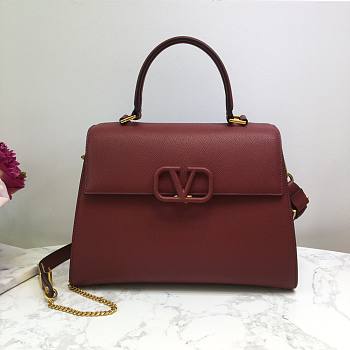 Valentino VSling grainy calfskin handbag in wine 30.5cm