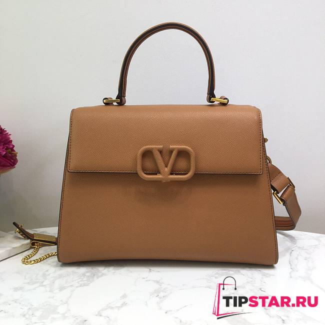 Valentino VSling grainy calfskin handbag in beige 30.5cm - 1