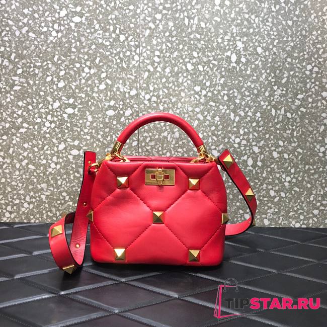 Valentino Roman stud the handle bag in red nappa 20cm - 1