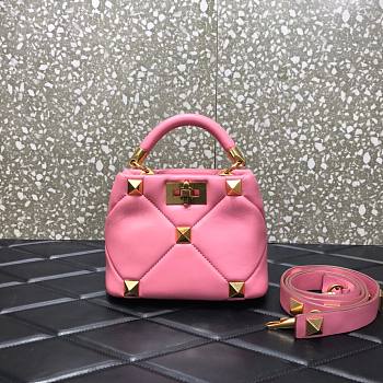 Valentino Roman stud the handle bag in pink nappa 20cm