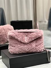 YSL Loulou puffer bag in merino shearling and lambskin (pink) 29cm - 1
