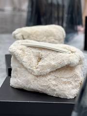 YSL Loulou puffer bag in merino shearling and lambskin (white) 29cm - 6