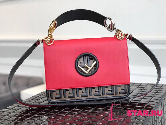 Fendi Kan I F red leather bag 25.5cm - 1