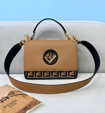 Fendi Kan I F brown leather bag 25.5cm