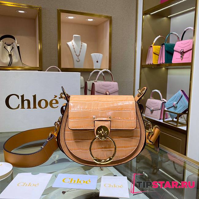 Chloe | Tess small bag embossed croco effect on orange calfskin 20.5cm - 1