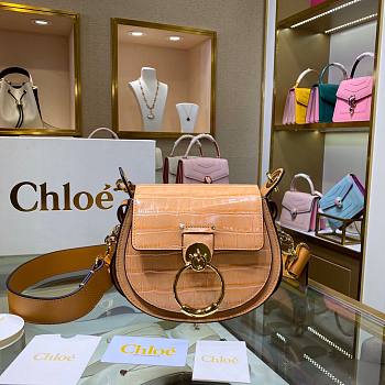 Chloe | Tess small bag embossed croco effect on orange calfskin 20.5cm