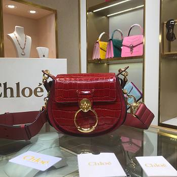 Chloe | Tess small bag embossed croco effect on red calfskin 20.5cm
