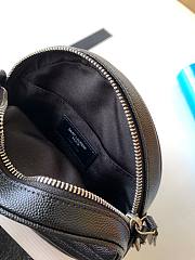 YSL Vinyle round camera bag in chevron-quilted grain de poudre embossed black leather with silver-metal 17cm - 3