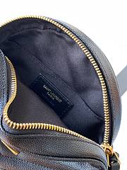 YSL Vinyle round camera bag in chevron-quilted grain de poudre embossed black leather 17cm - 3