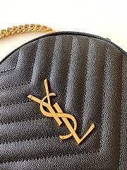 YSL Vinyle round camera bag in chevron-quilted grain de poudre embossed black leather 17cm - 2
