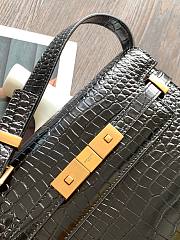 YSL Manhattan shoulder bag in crocodile-embossed shiny leather in black 24cm - 2