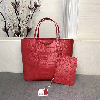 Givenchy Antigona shopping bag in crocodile effect leather in red 34cm