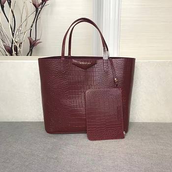 Givenchy Antigona shopping bag in crocodile effect leather in plum red 34cm