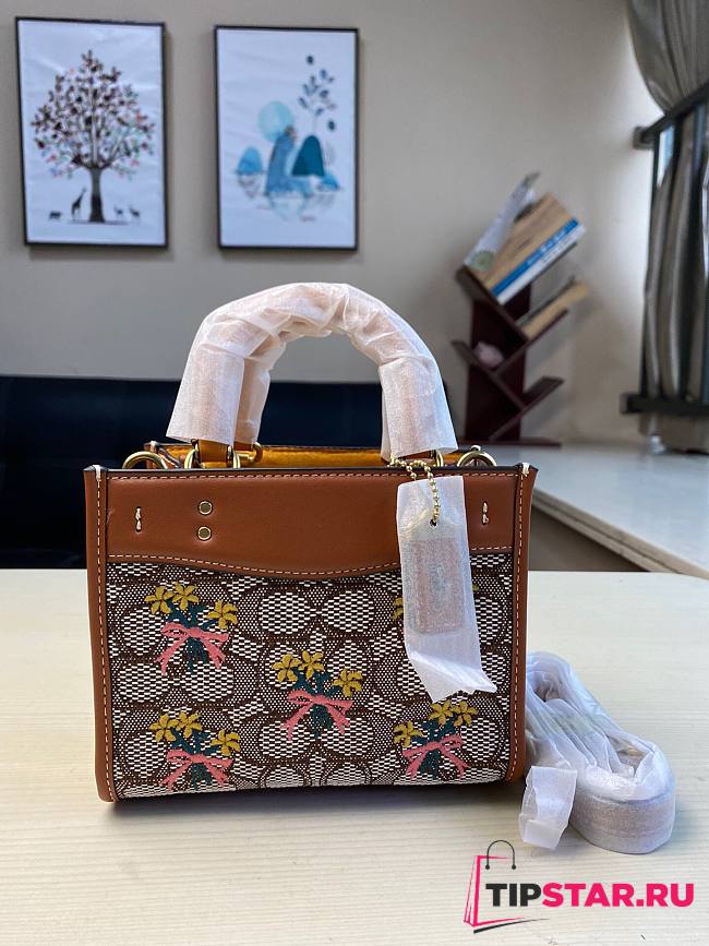 Coach | Rogue 17 in signature textile jacquard with flowers motif embroidery C6164 17cm - 1
