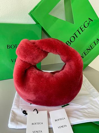 Bottega Veneta Mini jodie shearling top handle bag in red 27cm