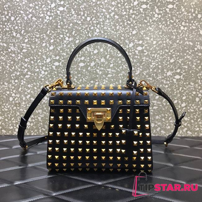 Valentino small Rockstud alcove grainy calfskin handbag with all-over studs 22cm - 1