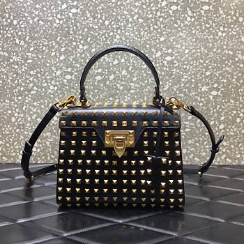 Valentino small Rockstud alcove grainy calfskin handbag with all-over studs 22cm