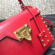 Valentino small Rockstud alcove grainy calfskin handbag in red 22cm - 4