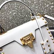 Valentino small Rockstud alcove grainy calfskin handbag in white 22cm - 3