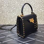 Valentino small Rockstud alcove grainy calfskin handbag in black 22cm - 4