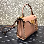 Valentino small Rockstud alcove grainy calfskin handbag in nude 22cm - 4