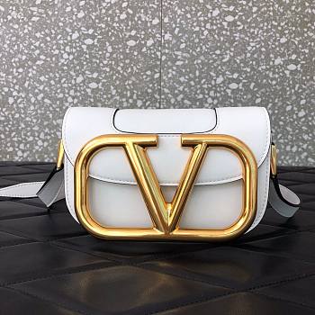 Valentino small Supervee crossbody calfskin bag in white 18cm
