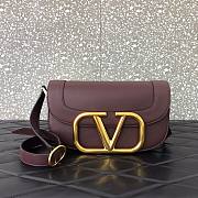 Valentino Supervee crossbody calfskin bag in plum 26.5cm - 1