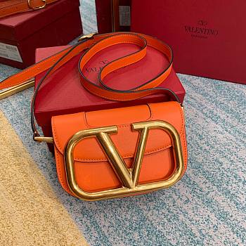Valentino small Supervee crossbody calfskin bag in orange 18cm