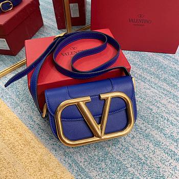 Valentino small Supervee crossbody calfskin bag in purple 18cm