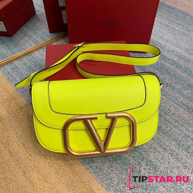 Valentino Supervee crossbody calfskin bag in yellow 26.5cm - 1